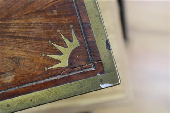 A 19th century rosewood and brass mounted vanity case, plated mounts